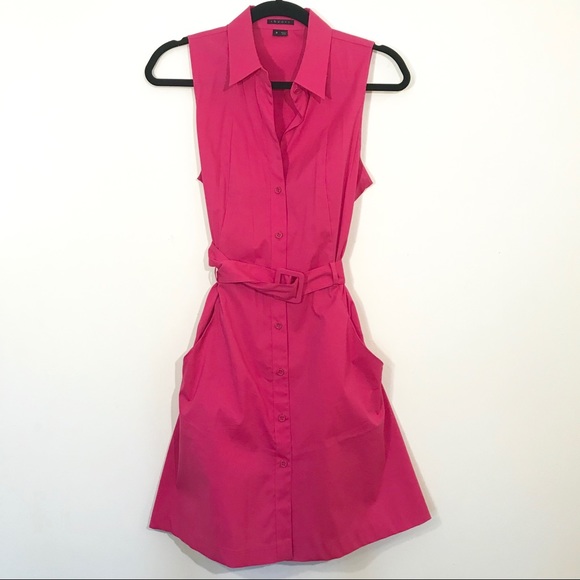 pink button down dress